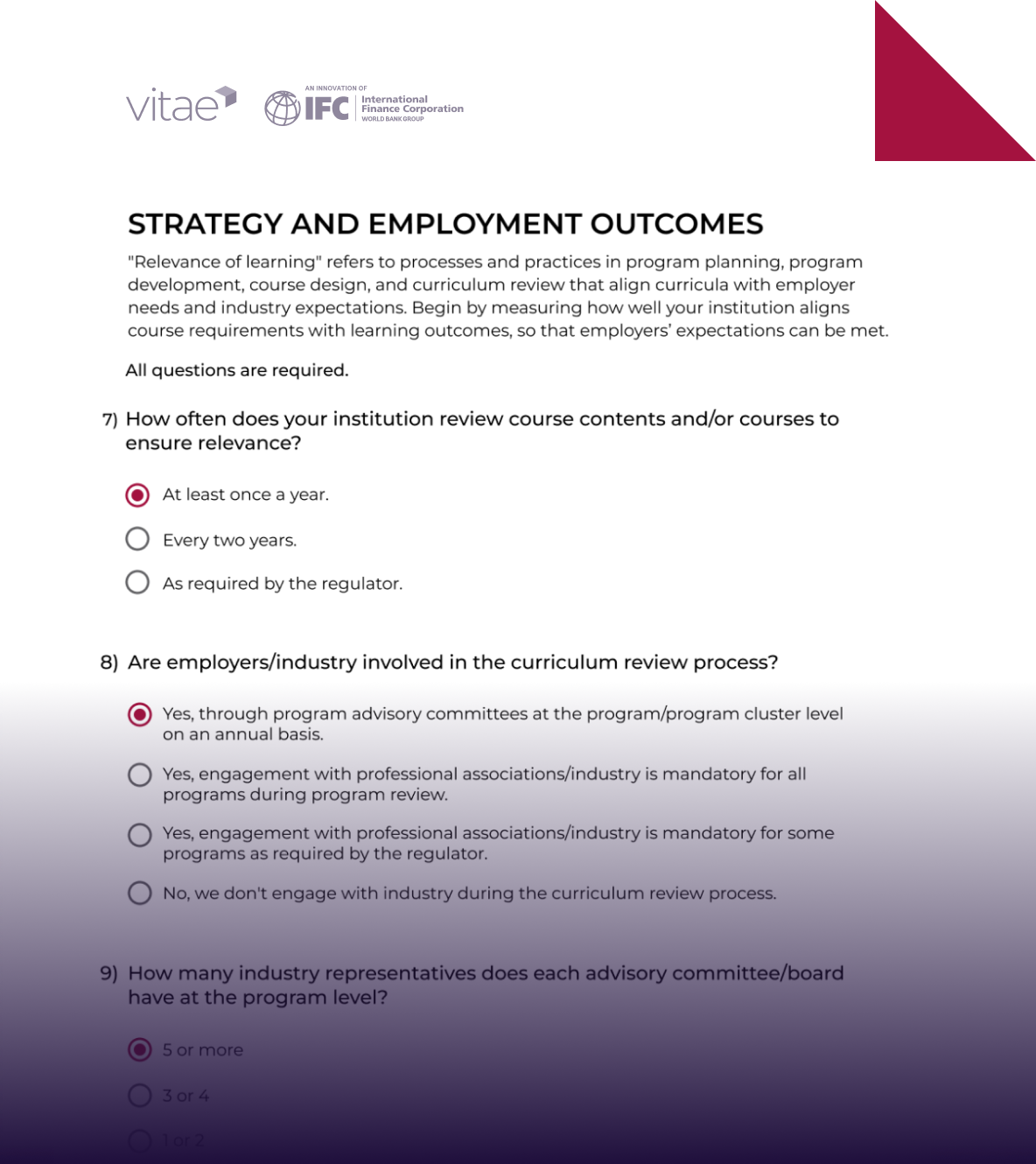 employability benchmarking questionaire sample